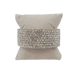 Women's Silver Tone Crystal Rhinestone Bling Sparkle Chunky Bangle Bracelet